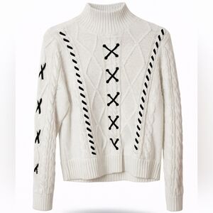 Torrid White Knit Sweater with Black Accents — Free Shipping